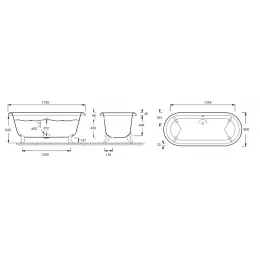 Чугунная ванна Cleo 175х80 см, с полосками, овальная, антискользящее покр. E2909-00 Jacob Delafon