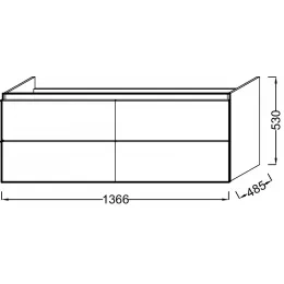 Модуль под раковину Odeon Up 136,6х48,5х53 см, 4 ящика, пепельный сатин EB997-S46 Jacob Delafon