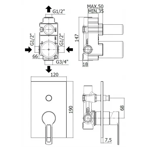 Смеситель для душа Paffoni Ringo RIN015CR/M