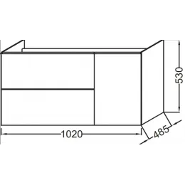 Модуль с раковиной Odeon Up 105 см, серый дуб меламин, 2 выдвижных ящика, 1 дверца, с отверстием для смесителя, подвесной монтаж EB891-E71+E4731-00 Jacob Delafon