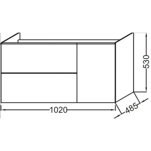 Модуль с раковиной Odeon Up 105 см, серый дуб меламин, 2 выдвижных ящика, 1 дверца, с отверстием для смесителя, подвесной монтаж EB891-E71+E4731-00 Jacob Delafon