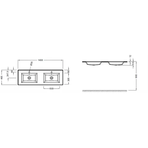 Мебельная раковина Vox 140,6х46,5 см, серая глянцевая EB2100-DD2 Jacob Delafon