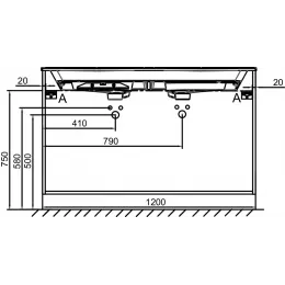 Модуль под раковину Odeon Rive Gauche 120х50,8х73,9 см, 3 ящика, белый глянцевый, ручки хром EB2535-R5-N18 Jacob Delafon
