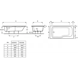 Акриловая ванна Bain-Douche Malice 170х90 см, левосторонняя, сидячая CE6D065L-00 Jacob Delafon