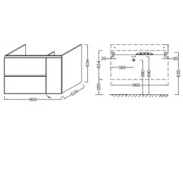 Модуль под раковину Soprano 96х53,5х63,4 см, квебекский дуб, 1 дверца и 2 выдвижных ящика EB1331-E10 Jacob Delafon