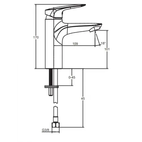 Смеситель для умывальника Elite неповоротный излив, без донного клапана E32908-CP Jacob Delafon