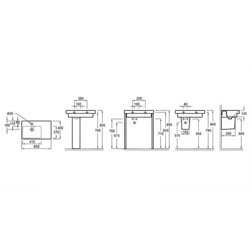 Модуль с раковиной Odeon Up 65 см, серый антрацит меламин, 1 выдвижной ящик, с правым крылом, подвесной монтаж E4757G-00+EB886-N14 Jacob Delafon