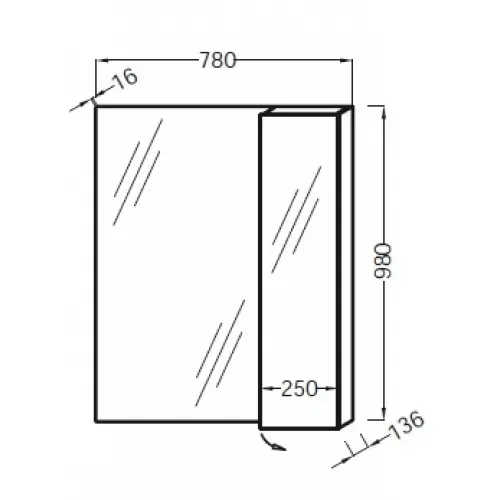 Зеркало Soprano 78х98 см, со шкафчиком, без подсветки EB1336-NF Jacob Delafon