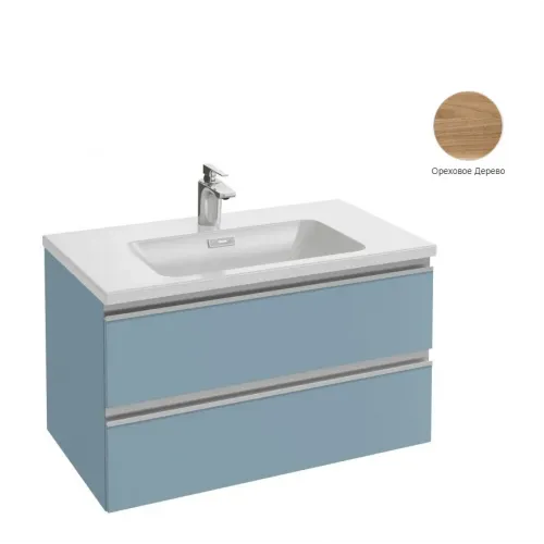 Модуль с раковиной Vox 80 см, 2 ящика, плавное закрывание, раковина-столешница, ореховое дерево, подвесной монтаж EB2028-RA-E16+EXAE112-Z-00 Jacob Delafon