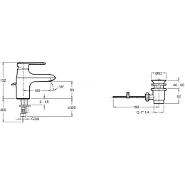 Смеситель для умывальника Kumin излив 10 см, неповоротный излив, с донным клапаном E99981-CP Jacob Delafon