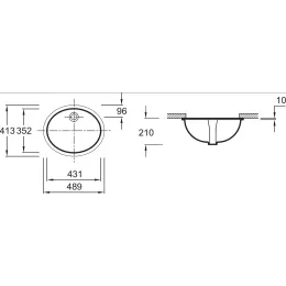 Встраиваемая снизу раковина Caxton 49х41 см, с отверстием для перелива, без отверстия для смесителя, санфарфор 2210-0 Jacob Delafon