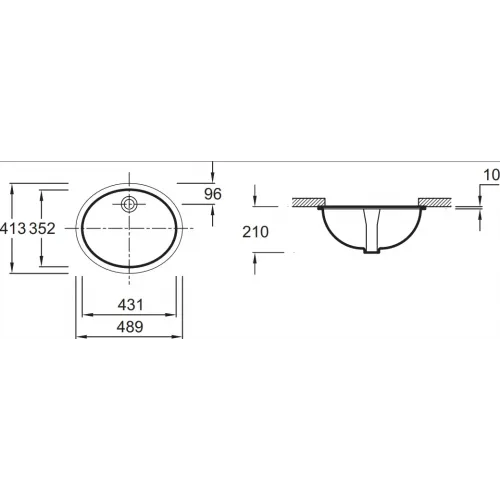 Встраиваемая снизу раковина Caxton 49х41 см, с отверстием для перелива, без отверстия для смесителя, санфарфор 2210-0 Jacob Delafon