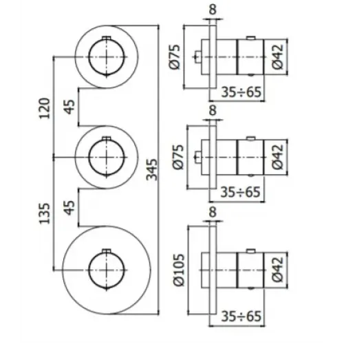 Внешняя часть смесителя для душа Paffoni Modular box MDE018NO