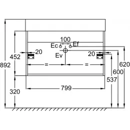 Модуль под раковину Vivienne 79,9х45,2х45,2 см, 2 ящика, корпус дуб давос натуральный/ фасад белый глянцевый EB1667-E75-J5 Jacob Delafon