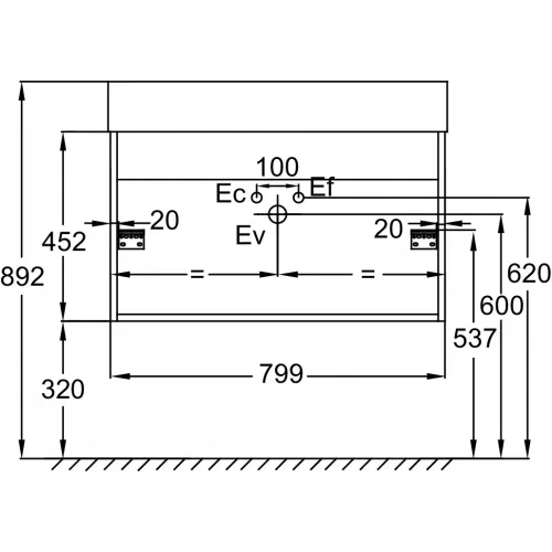 Модуль под раковину Vivienne 79,9х45,2х45,2 см, 2 ящика, корпус дуб давос натуральный/ фасад белый глянцевый EB1667-E75-J5 Jacob Delafon