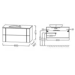 Модуль под раковину Nouvelle Vague 80х51х47 см, аквамарин глянцевый, 2 ящика EB3039-G91 Jacob Delafon