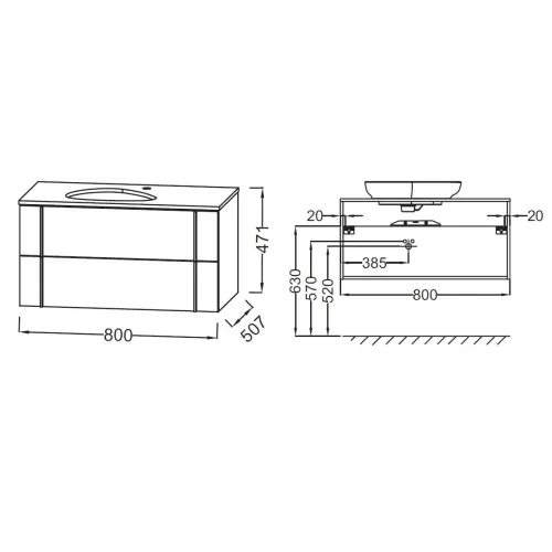Модуль под раковину Nouvelle Vague 80х51х47 см, аквамарин глянцевый, 2 ящика EB3039-G91 Jacob Delafon