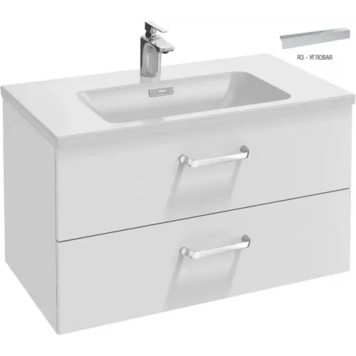 Модуль под раковину Vox 80х46х45,2 см, 2 ящика, белый глянцевый, угловые ручки EB2078-R3-G1C Jacob Delafon