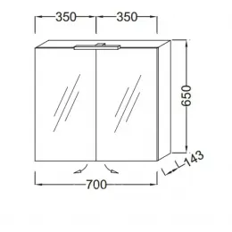 Зеркало Odeon Up 70х65 см, 2 дверцы, серый дуб, со светодиодной подсветкой, с подсветкой EB786RU-E71 Jacob Delafon