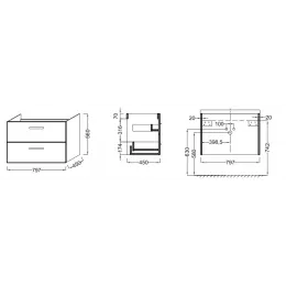 Модуль под раковину Ola 79,6х45х56 см, тёмный дуб EB391RU-NR Jacob Delafon