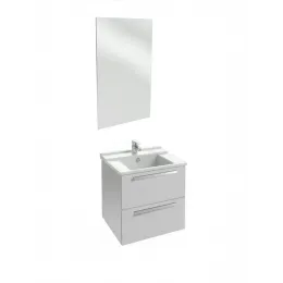 Комплект мебели для ванной Struktura 60 см, белый блестящий, 2 ящика, зеркало, 1 отверстие для смесителя, подвесной монтаж EB1208-NF+EXI112-00+EB1276-N18 Jacob Delafon