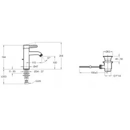 Смеситель для умывальника Nouvelle Vague матовый черный, антикальк, чёрный цвет, неповоротный излив, с донным клапаном E78335-BLV Jacob Delafon