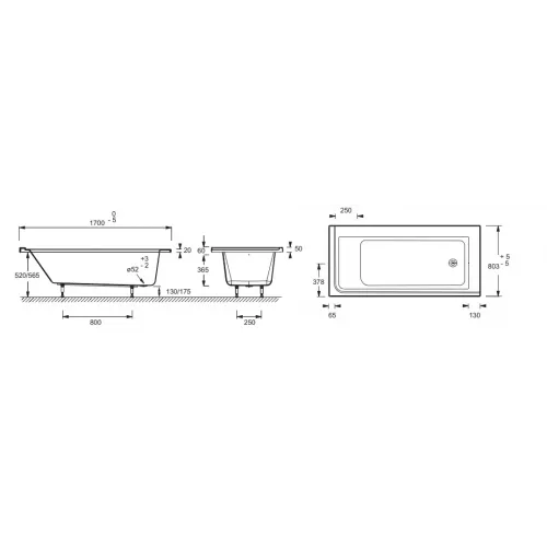 Акриловая ванна Formilia 170х80 см, правосторонняя E6139R-00 Jacob Delafon