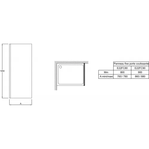 Душевой уголок Contra 140х90х195 см, матовый E22FC90-BL+E22C140-BL+E67025-NAD+E9A1364-CP Jacob Delafon