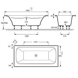 Ванна из материала Flight Elite 190х90 см E6D033RU-00 Jacob Delafon