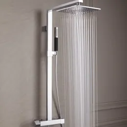 Душевая система без излива Strayt 2 режима, 25 см, square, термостат, верхний душ, с лейкой E98321-CP Jacob Delafon