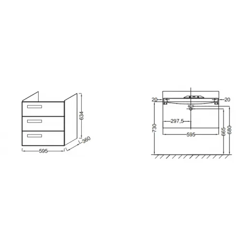Модуль под раковину Formilia Rythmik 59,5х36х63,4 см, белый глянцевый EB1306-G1C Jacob Delafon