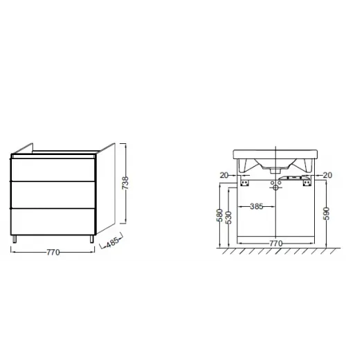 Модуль под раковину Odeon Up 77х48,5х73,8 см, серый дуб EB993-E71 Jacob Delafon