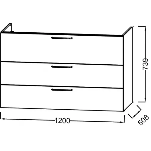 Модуль под раковину Odeon Rive Gauche 120х50,8х73,9 см, 3 ящика, белый глянцевый, ручки хром EB2535-R5-N18 Jacob Delafon