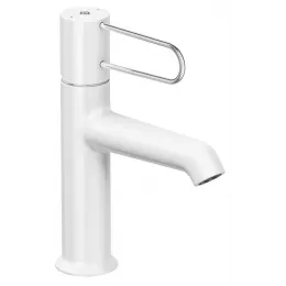 Смеситель для умывальника Odeon Rive Gauche ручка хром, неповоротный излив, белый цвет, с донным клапаном E21028-CP-00 Jacob Delafon