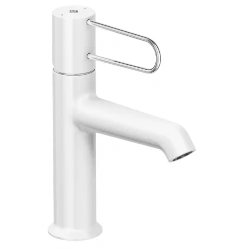 Смеситель для умывальника Odeon Rive Gauche ручка хром, неповоротный излив, белый цвет, с донным клапаном E21028-CP-00 Jacob Delafon