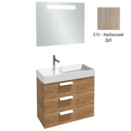 Комплект мебели для ванной Rythmik 80 см, зеркало с функцией "анти-пар", квебекский дуб, с подсветкой, подвесной монтаж EB1160-NF+EXP112-Z-00+EB1308-E10 Jacob Delafon