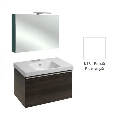 Комплект мебели для ванной Odeon Up 80 см, белый меламин, 1 выдвижной ящик, 1 доп. корзинка, с подсветкой, с подсветкой, подвесной монтаж E4796-00+EB796RU-N18+EB894-N18 Jacob Delafon