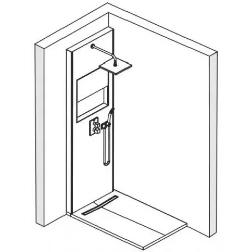Душевой сет со стеновой панелью Ecrin 100х233,5 см, облачно-серый, в угол, круглая лейка, подсветка, термостат, верхний душ, с лейкой E803011-D35 Jacob Delafon