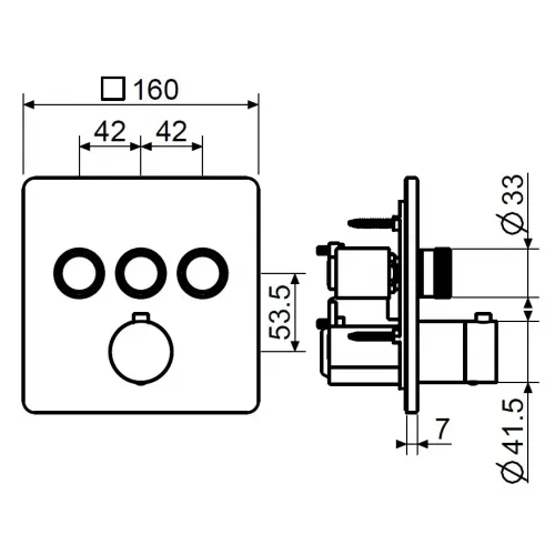 Внешняя часть встраиваемого смесителя для душа Plumberia Selection PSB2903NO