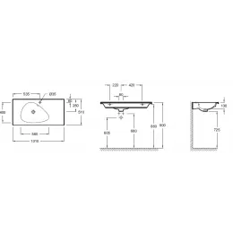 Мебельная раковина Nouvelle Vague 101х51 см, серая, с одним отверстием под смеситель EXAQ112-Z-MG2 Jacob Delafon