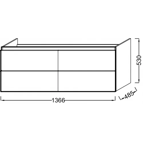 Модуль под раковину Odeon Up 136,6х48,5х53 см, 4 ящика, черное дерево EB997-E15 Jacob Delafon