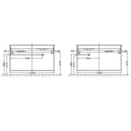 Модуль под раковину Vox 100х46х73,5 см, серая кожа, 3 ящика, встоенные ручки EB2045-RA-N29 Jacob Delafon