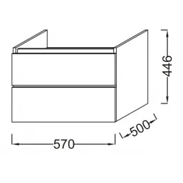 Модуль под раковину Parallel 57х50х44,6 см, белый блестящий, 2 выдвижных ящика EB511-N18 Jacob Delafon
