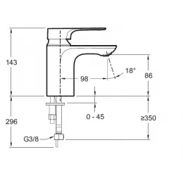 Смеситель для умывальника Aleo+ с антиизвестковым покрытием, неповоротный излив, без донного клапана, термостат E72314-CP Jacob Delafon