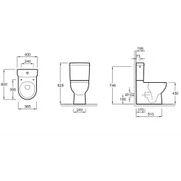 Унитаз-компакт Odeon Up 40х60 см, боковая подводка, универсальный выпуск, без сиденья 4957CK-00+E4745-00 Jacob Delafon