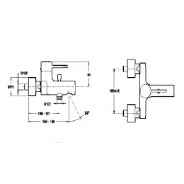 Настенный смеситель Cuff с выходом на душ (без лейки), неповоротный излив E45532-CP Jacob Delafon
