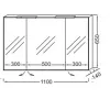 Зеркало 110х65 см, белый блестящий лак, с подсветкой, 3 дверцы, с подсветкой EB1367-G1C Jacob Delafon
