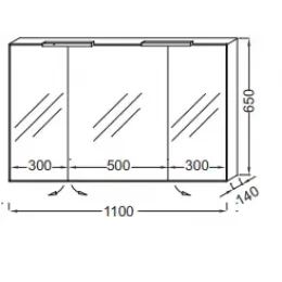 Зеркало 110х65 см, белый блестящий лак, с подсветкой, 3 дверцы, с подсветкой EB1367-G1C Jacob Delafon