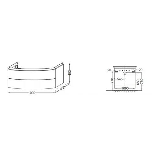 Модуль под раковину Presqu'ile 109х45х45 см, подвесная, палисандр шпон, с 2 ящиками EB1105-V13 Jacob Delafon