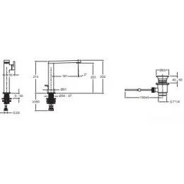 Смеситель для умывальника Composed излива 181 мм, неповоротный излив, с донным клапаном E73168-CP Jacob Delafon